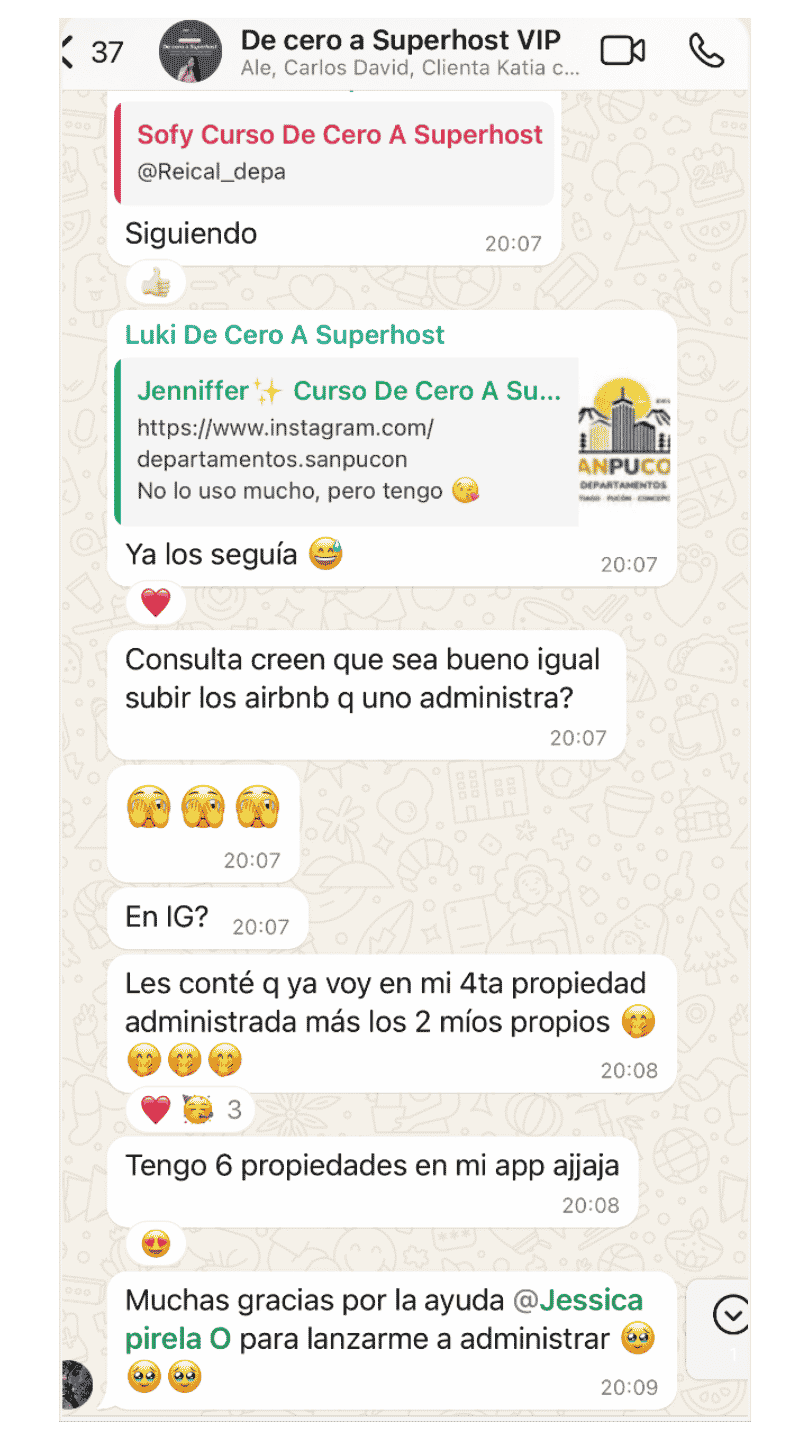 Luki comparte que ya administra seis propiedades